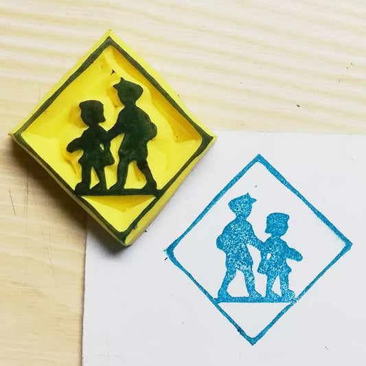 Children crossing stamp